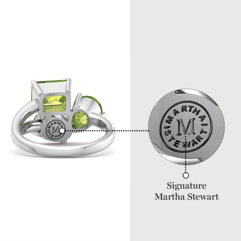 Lab Created Martha Stewart 3 3/4 Carat Peridot Three Stone Cluster Ring In Sterling Silver
