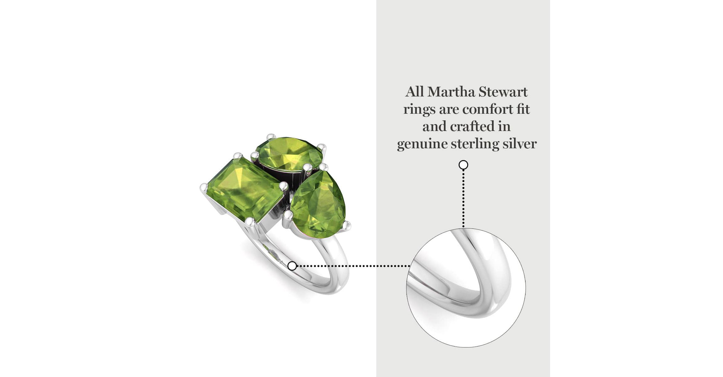 Lab Created Martha Stewart 3 3/4 Carat Peridot Three Stone Cluster Ring In Sterling Silver