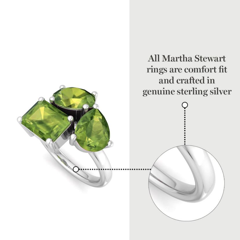 Lab Created Martha Stewart 3 3/4 Carat Peridot Three Stone Cluster Ring In Sterling Silver