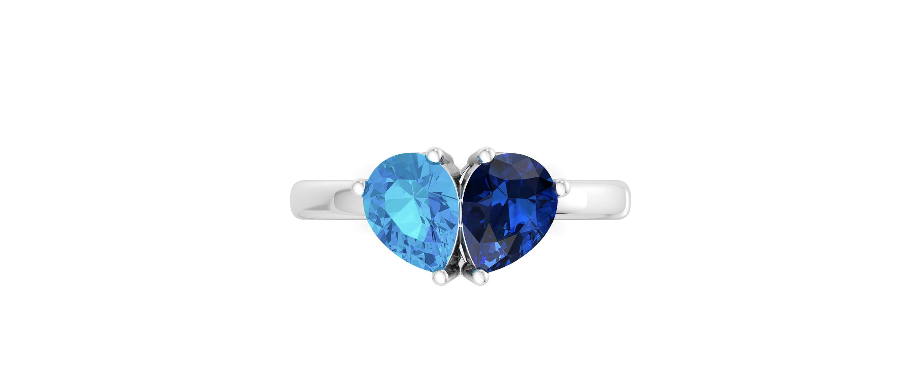 Lab Created Martha Stewart 2 Carat Blue Topaz and Sapphire Two Stone Ring In Sterling Silver