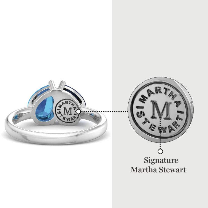 Lab Created Martha Stewart 2 Carat Blue Topaz and Sapphire Two Stone Ring In Sterling Silver
