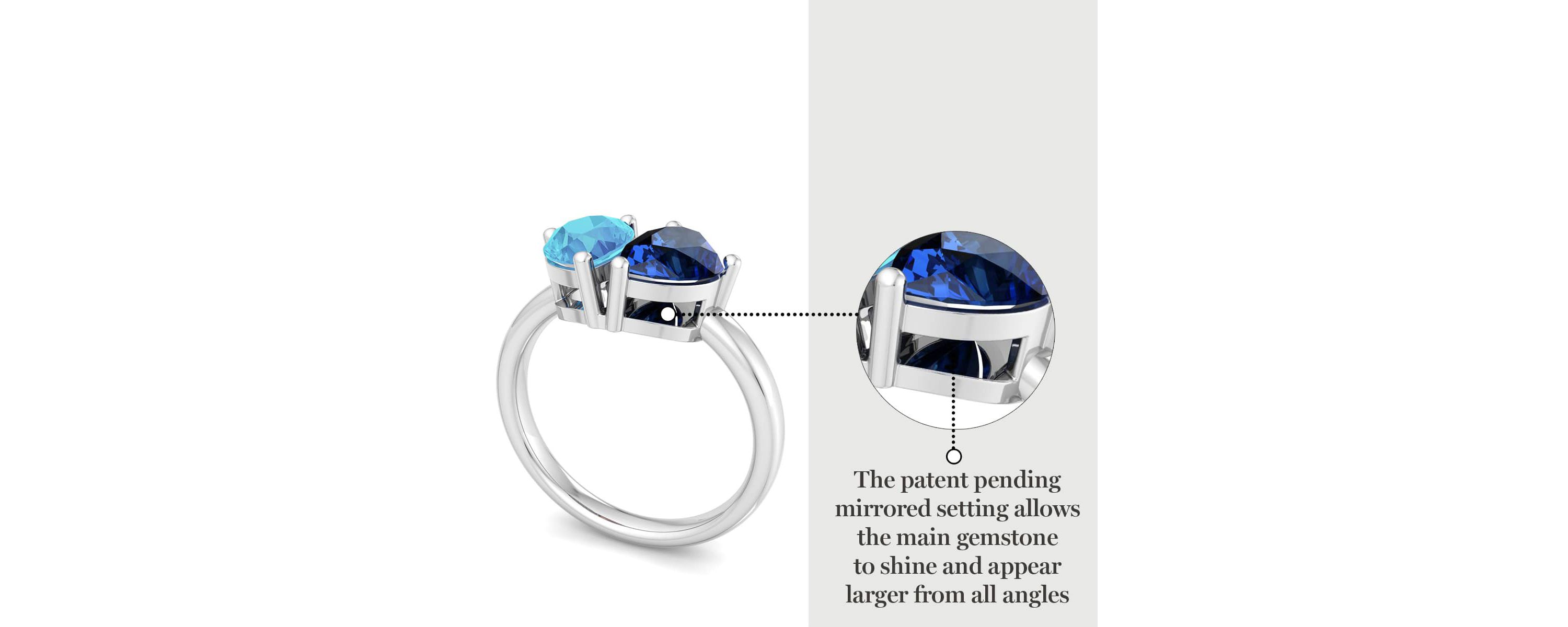 Lab Created Martha Stewart 2 Carat Blue Topaz and Sapphire Two Stone Ring In Sterling Silver