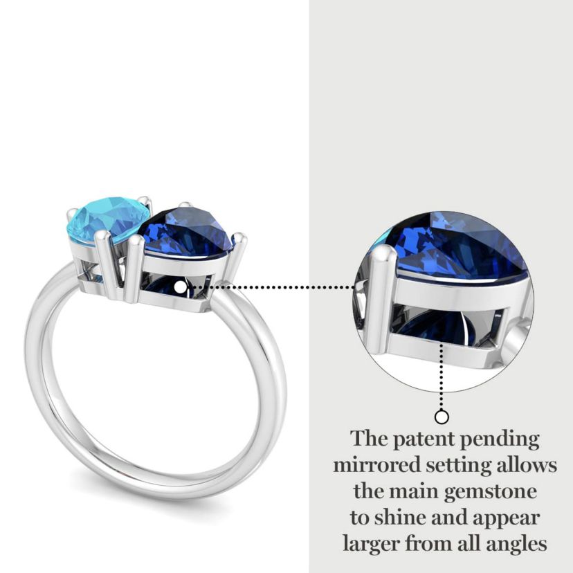 Lab Created Martha Stewart 2 Carat Blue Topaz and Sapphire Two Stone Ring In Sterling Silver