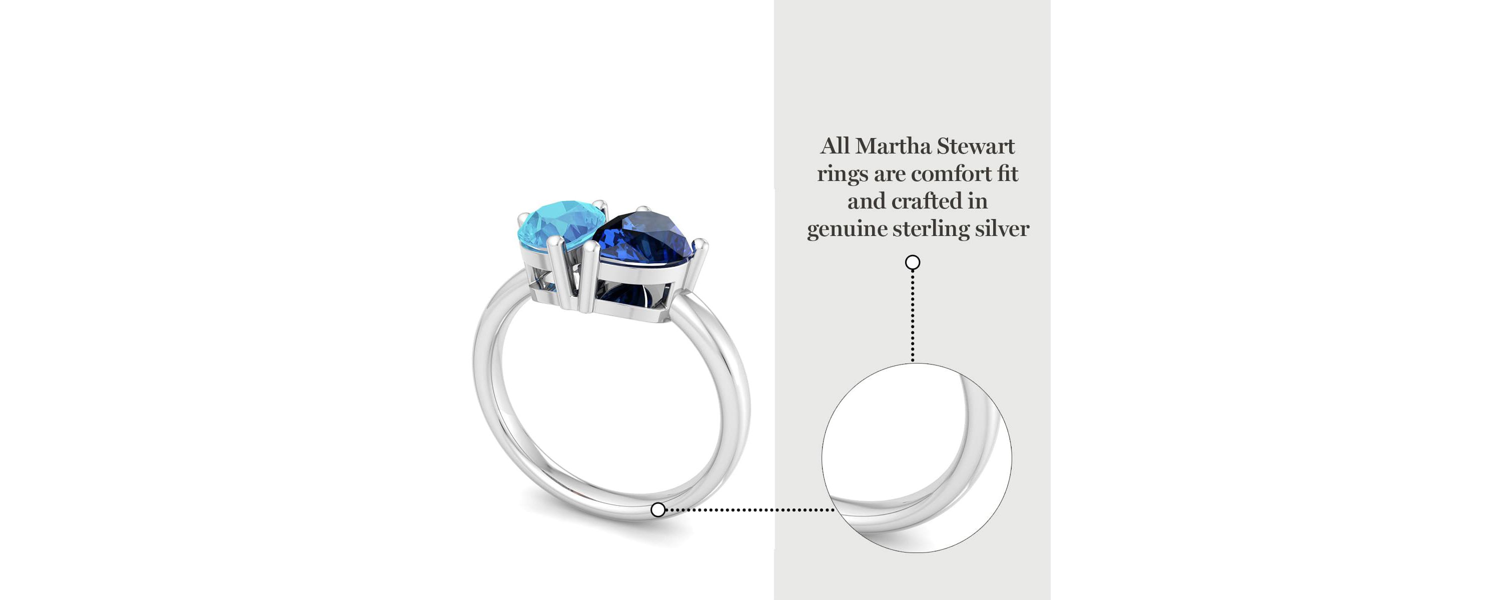Lab Created Martha Stewart 2 Carat Blue Topaz and Sapphire Two Stone Ring In Sterling Silver