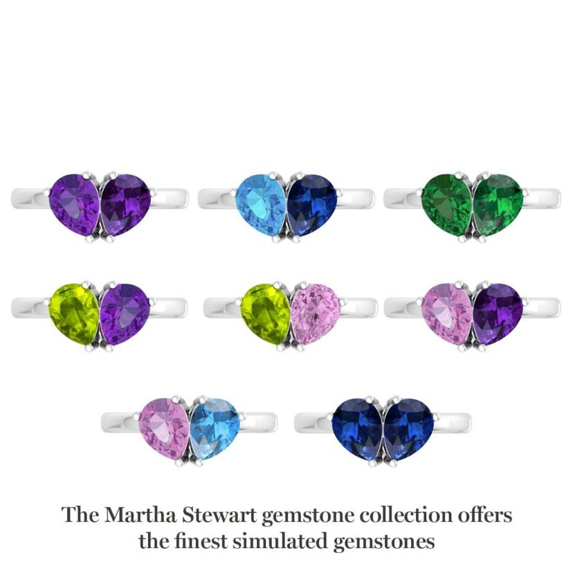 Lab Created Martha Stewart 2 Carat Blue Topaz and Sapphire Two Stone Ring In Sterling Silver