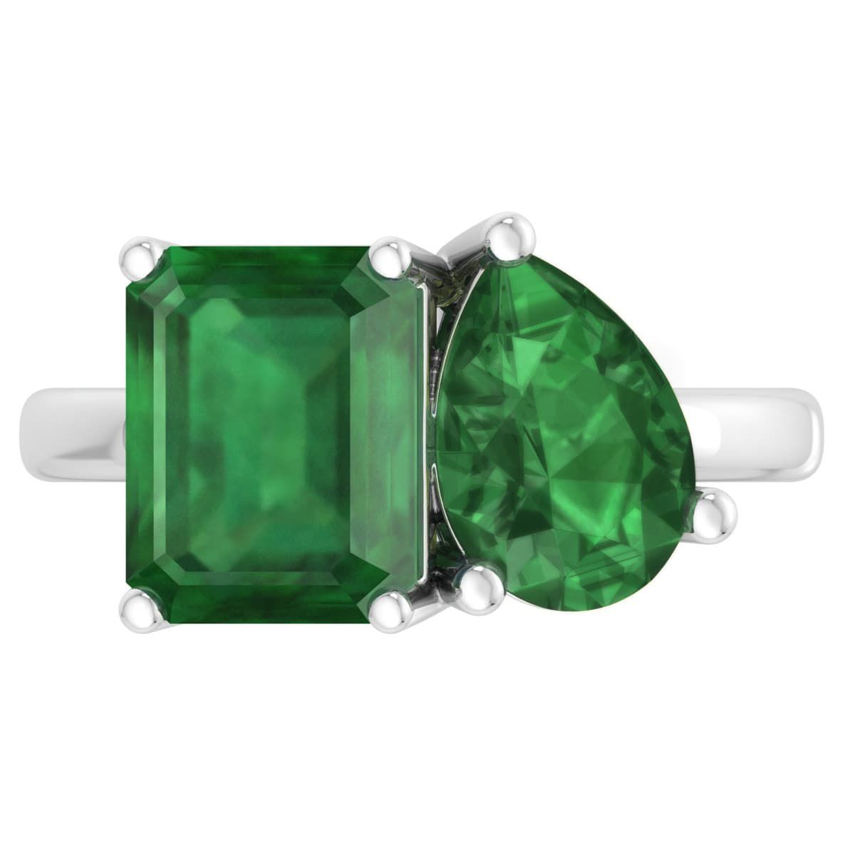 Lab Created Martha Stewart 4 3/4 Carat Emerald Two Stone Ring In Sterling Silver
