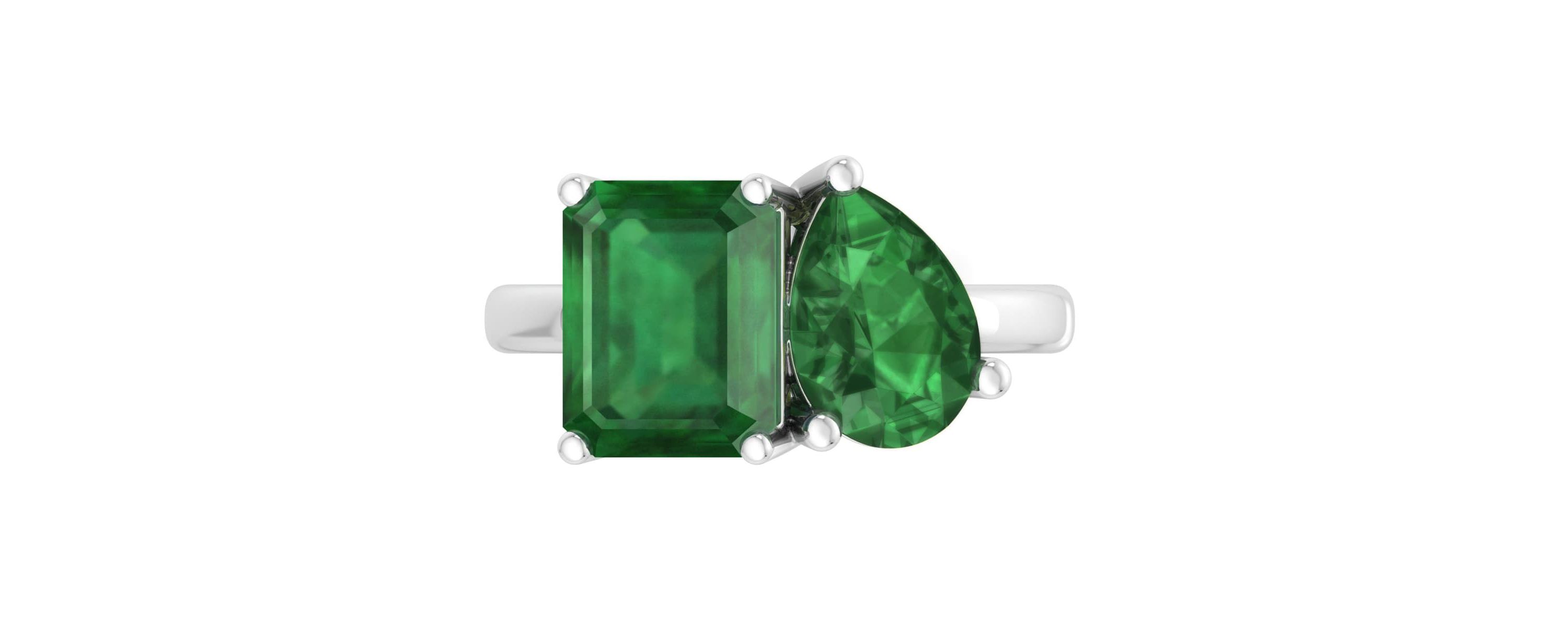 Lab Created Martha Stewart 4 3/4 Carat Emerald Two Stone Ring In Sterling Silver