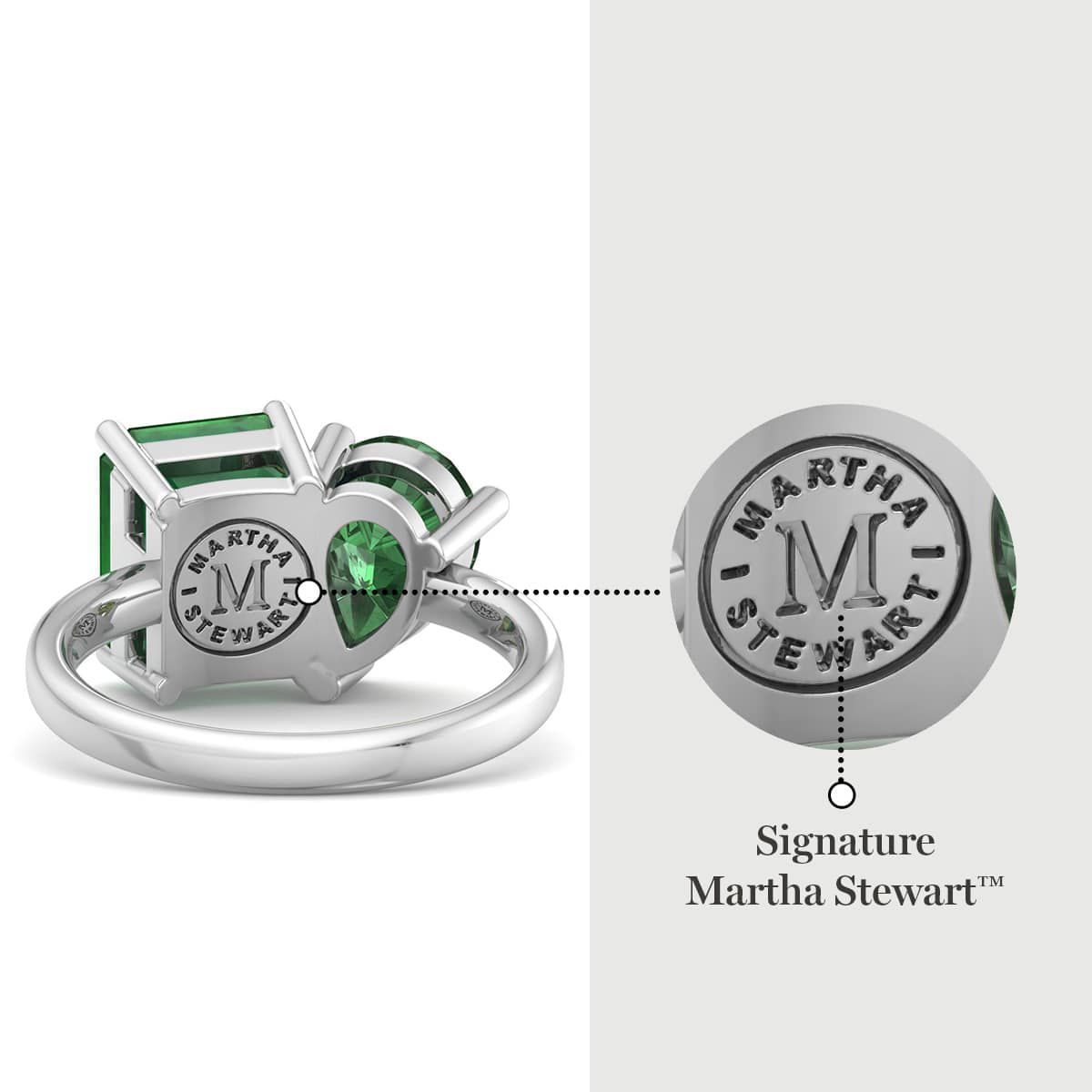 Lab Created Martha Stewart 4 3/4 Carat Emerald Two Stone Ring In Sterling Silver