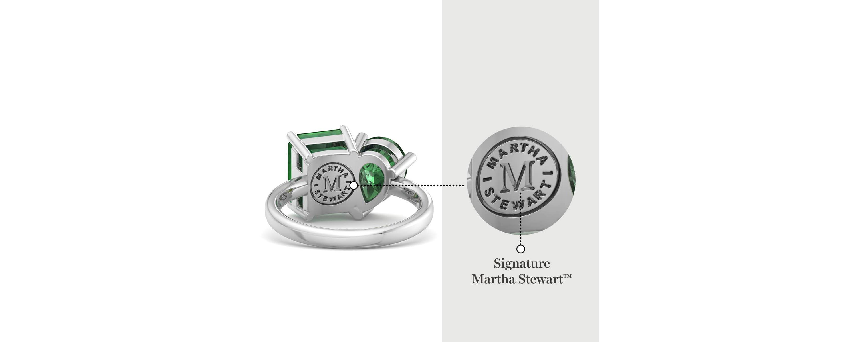 Lab Created Martha Stewart 4 3/4 Carat Emerald Two Stone Ring In Sterling Silver