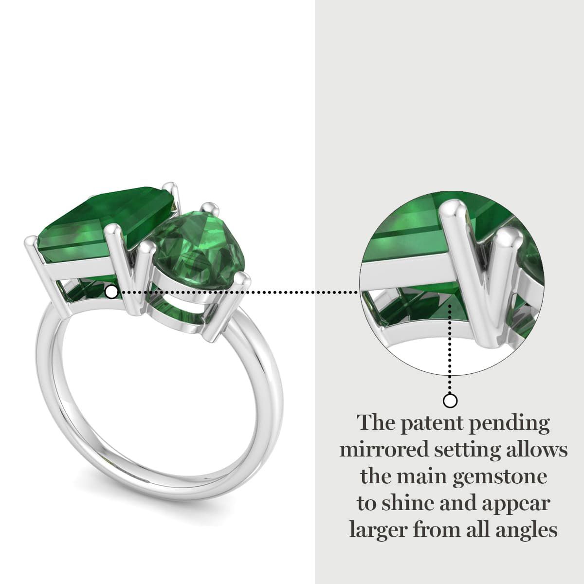 Lab Created Martha Stewart 4 3/4 Carat Emerald Two Stone Ring In Sterling Silver