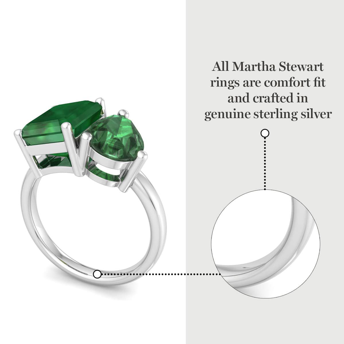 Lab Created Martha Stewart 4 3/4 Carat Emerald Two Stone Ring In Sterling Silver