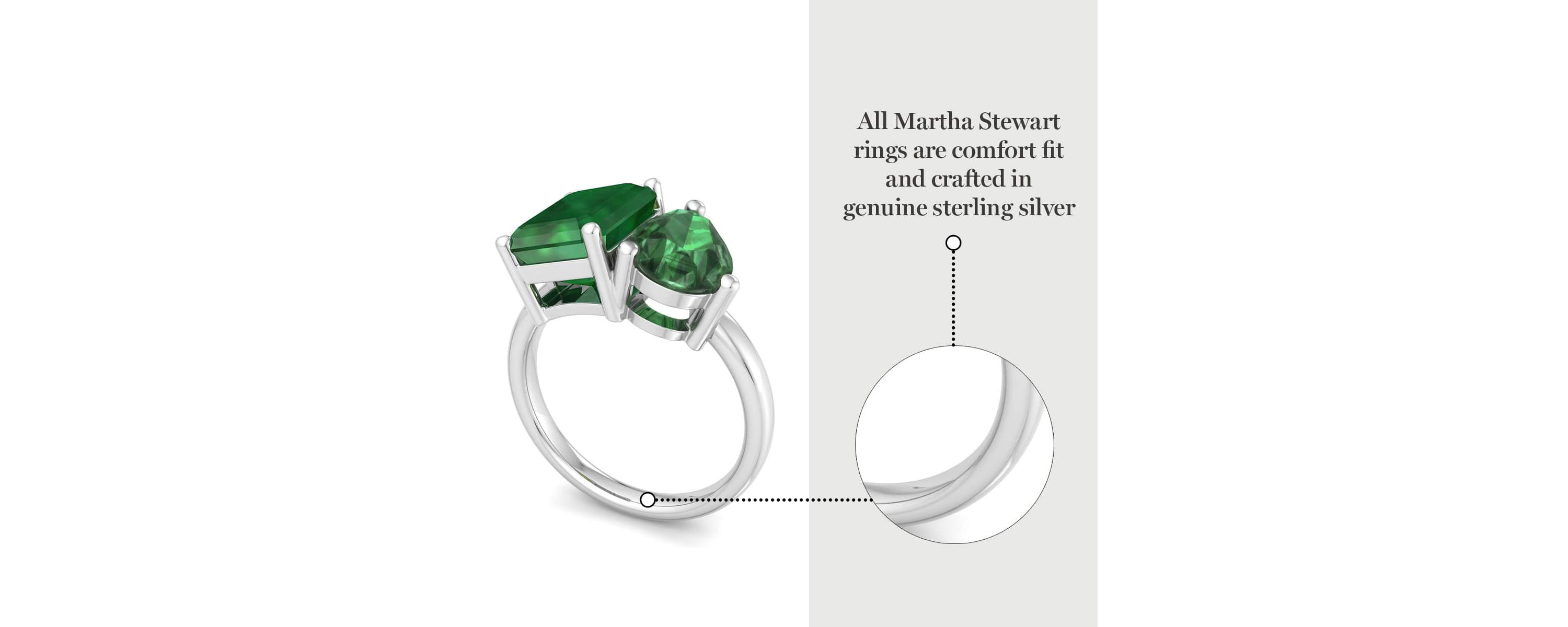 Lab Created Martha Stewart 4 3/4 Carat Emerald Two Stone Ring In Sterling Silver