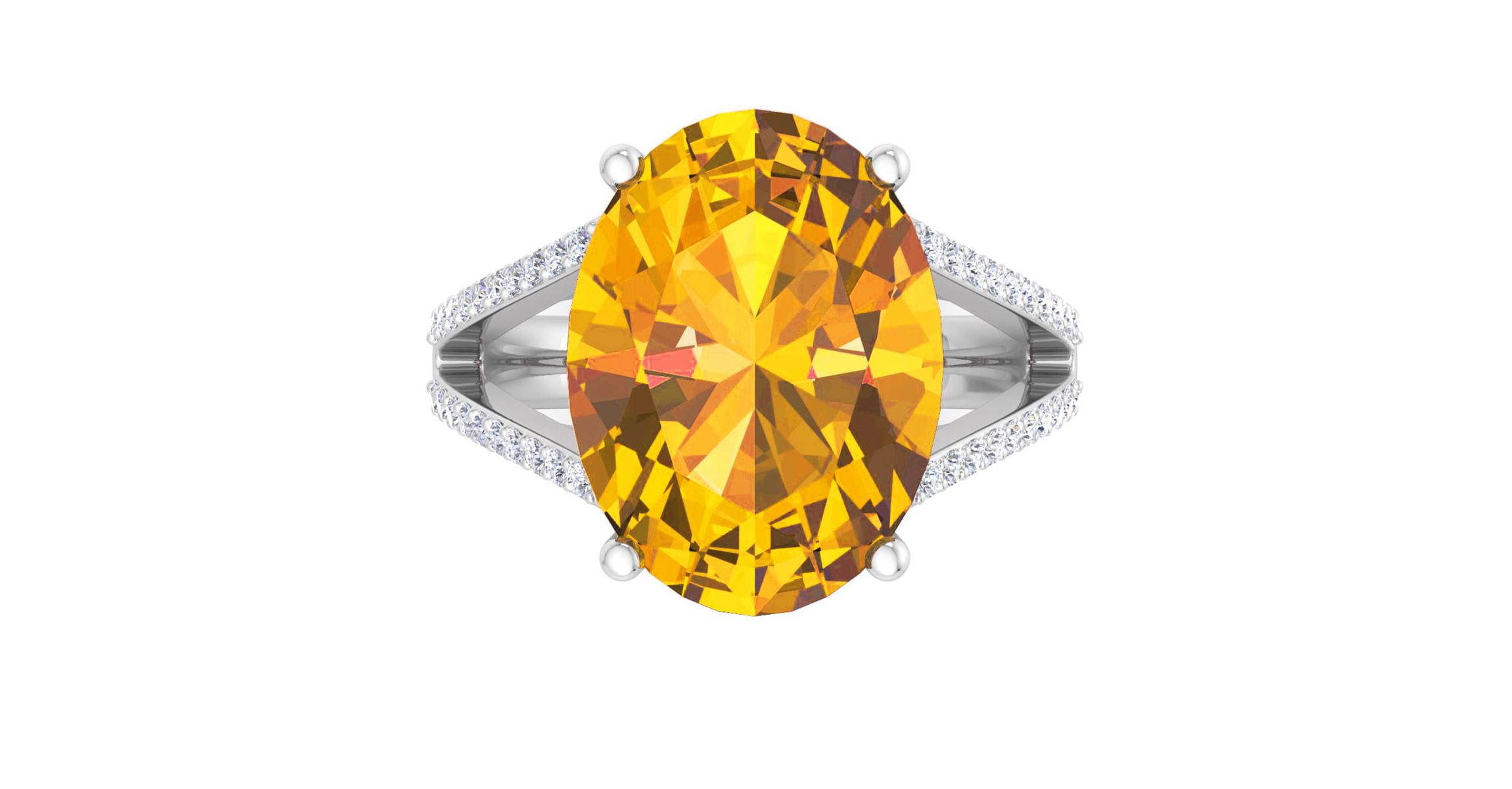 Lab Created Martha Stewart 10 1/4 Carat Oval Shape Gemstone and Lab Grown Diamond Ring In Sterling Silver