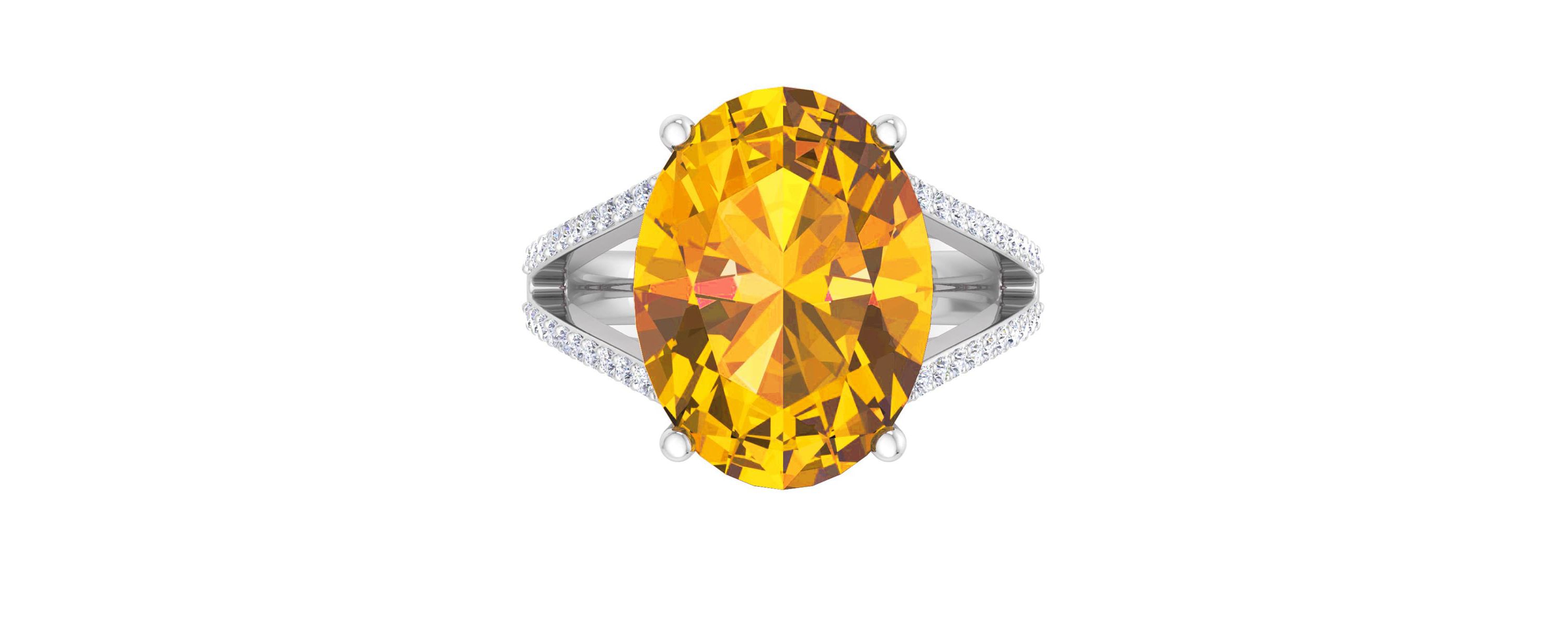 Lab Created Martha Stewart 10 1/4 Carat Oval Shape Gemstone and Lab Grown Diamond Ring In Sterling Silver