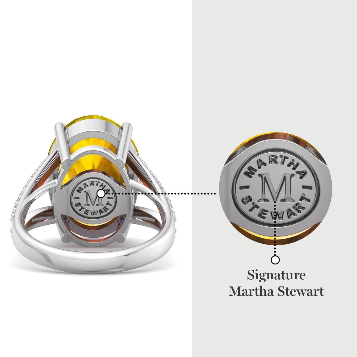 Lab Created Martha Stewart 10 1/4 Carat Oval Shape Gemstone and Lab Grown Diamond Ring In Sterling Silver