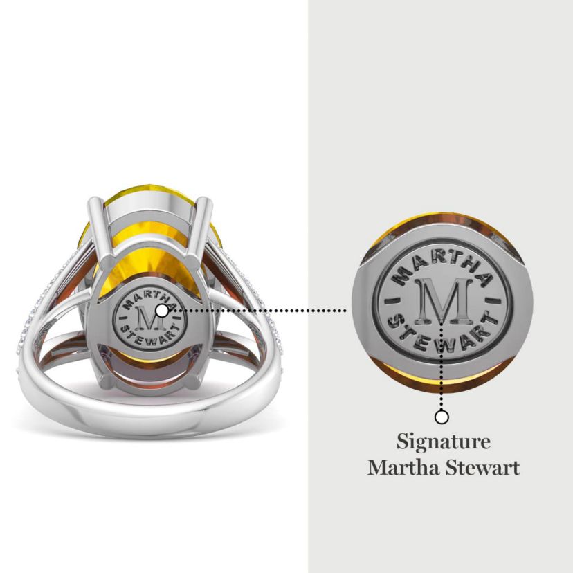 Lab Created Martha Stewart 10 1/4 Carat Oval Shape Gemstone and Lab Grown Diamond Ring In Sterling Silver