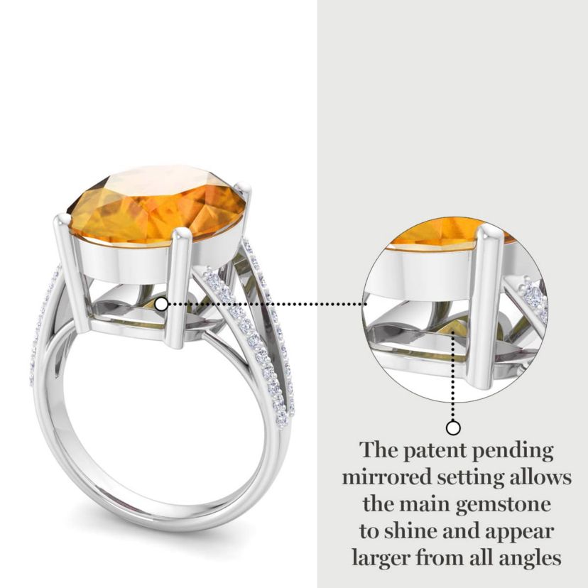 Lab Created Martha Stewart 10 1/4 Carat Oval Shape Gemstone and Lab Grown Diamond Ring In Sterling Silver
