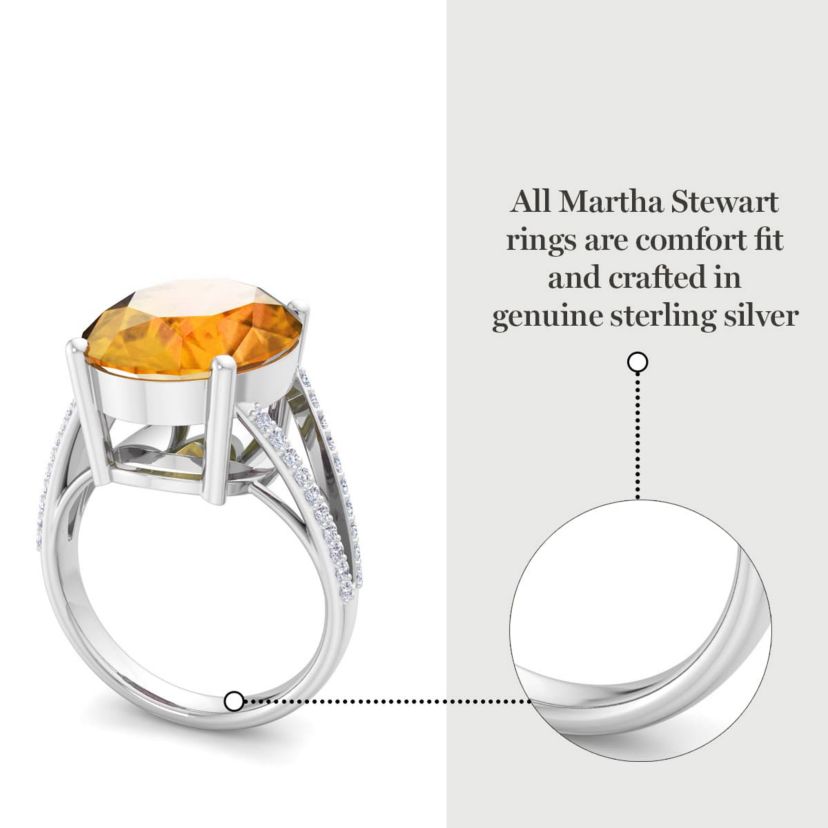 Lab Created Martha Stewart 10 1/4 Carat Oval Shape Gemstone and Lab Grown Diamond Ring In Sterling Silver