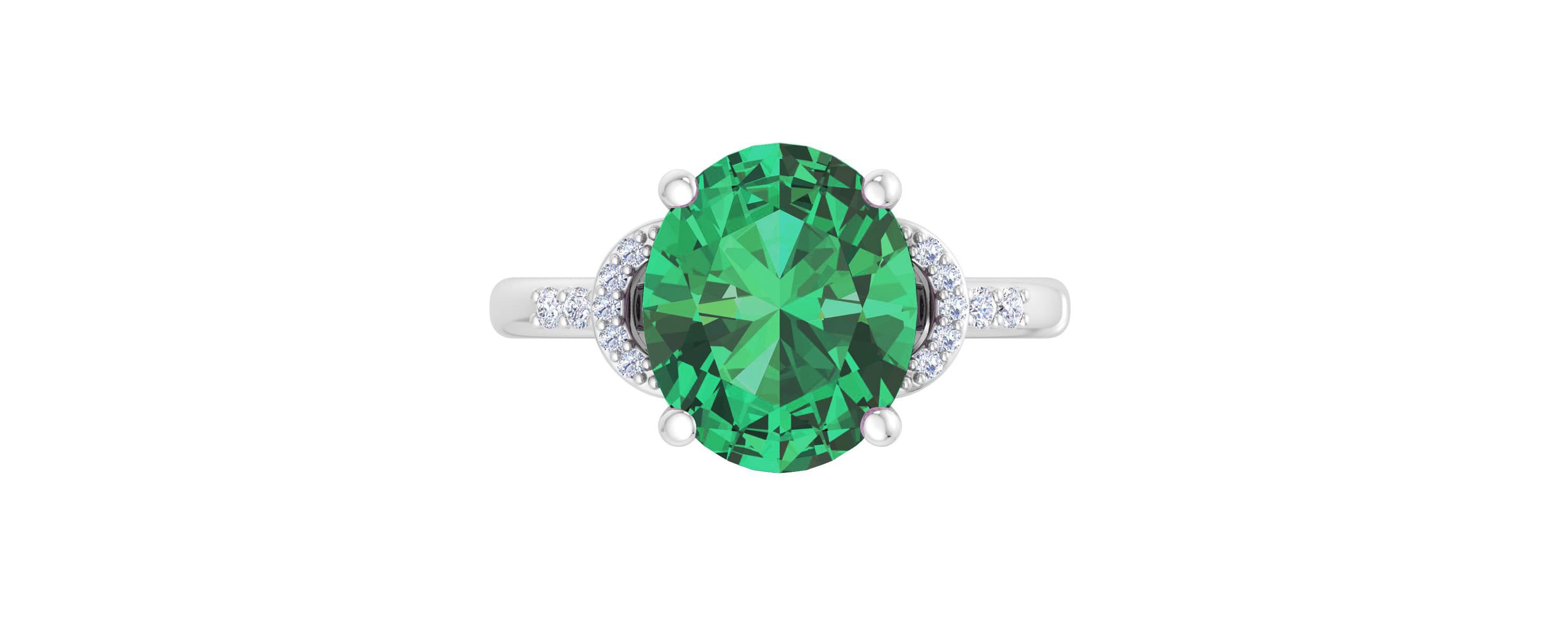 Lab Created Martha Stewart 4 1/2 Carat Oval Shape Gemstone and Lab Grown Diamond Ring In Sterling Silver