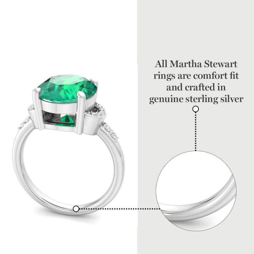 Lab Created Martha Stewart 4 1/2 Carat Oval Shape Gemstone and Lab Grown Diamond Ring In Sterling Silver