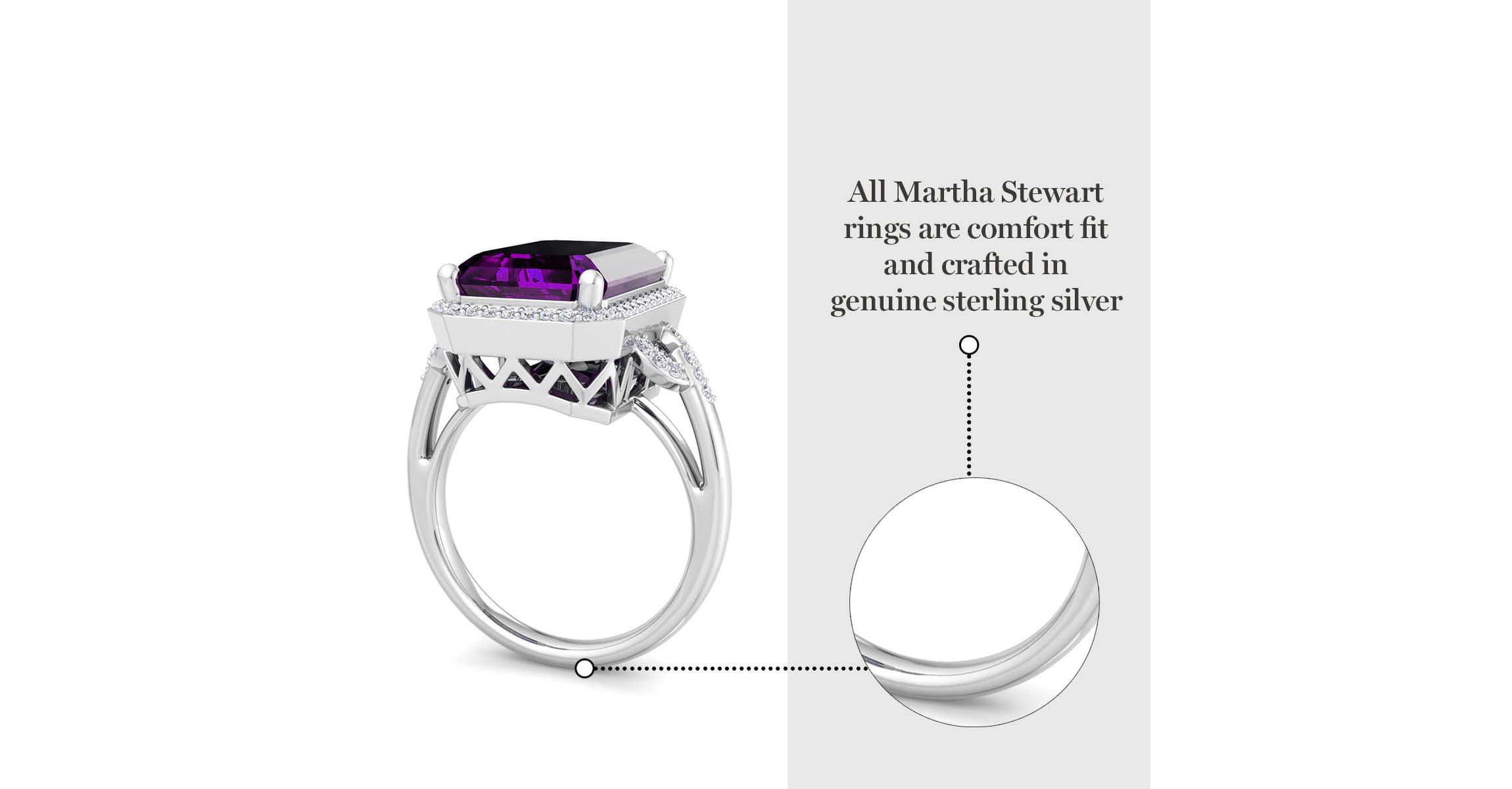 Lab Created Martha Stewart 7 1/3 Carat Emerald Cut Gemstone and Lab Grown Diamond Halo Ring In Sterling Silver