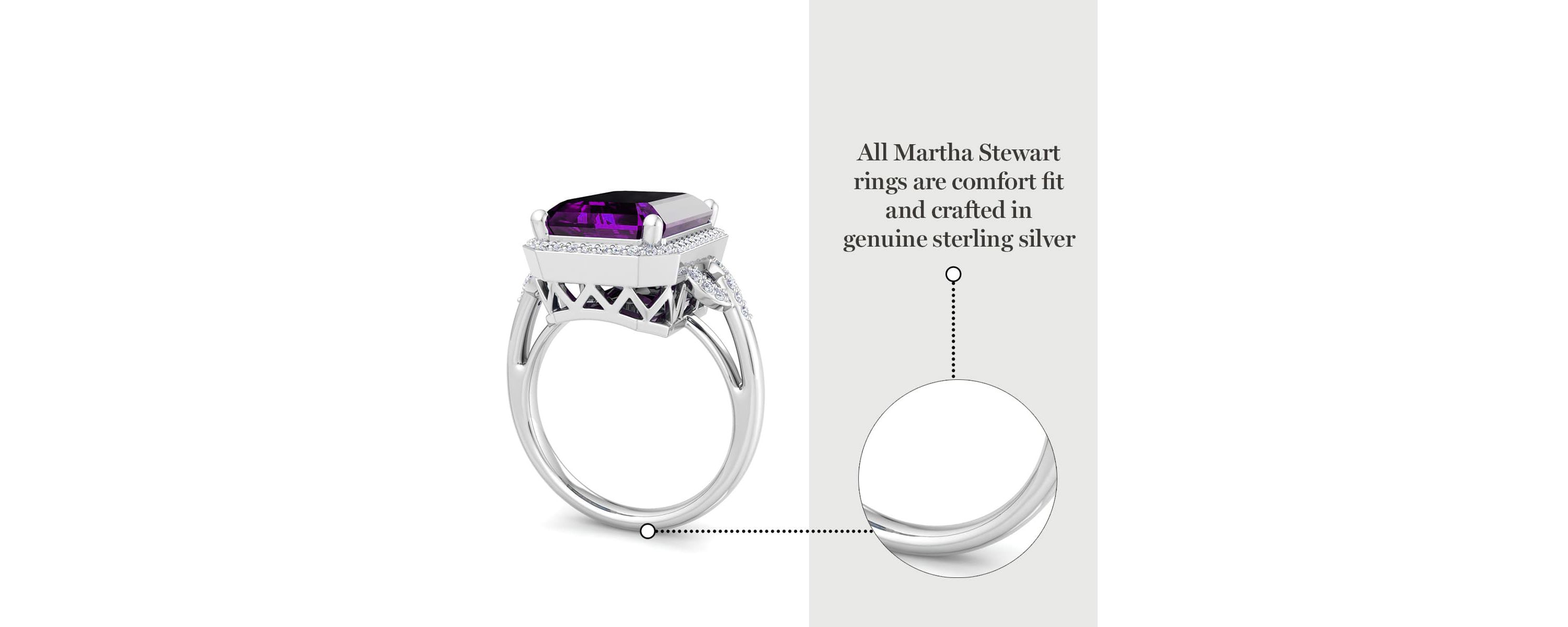 Lab Created Martha Stewart 7 1/3 Carat Emerald Cut Gemstone and Lab Grown Diamond Halo Ring In Sterling Silver