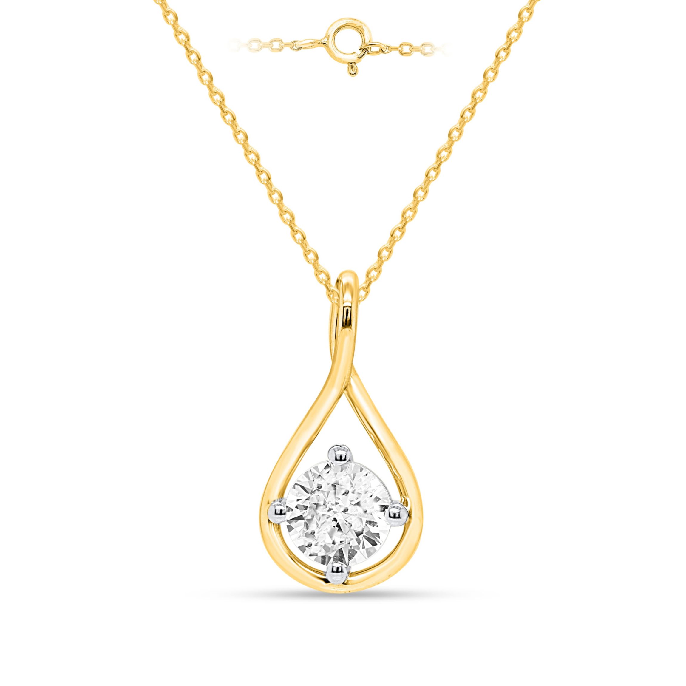Lab Created 1CTW Lab Grown Diamond Solitaire Pendant In Gold Plated Sterling Silver