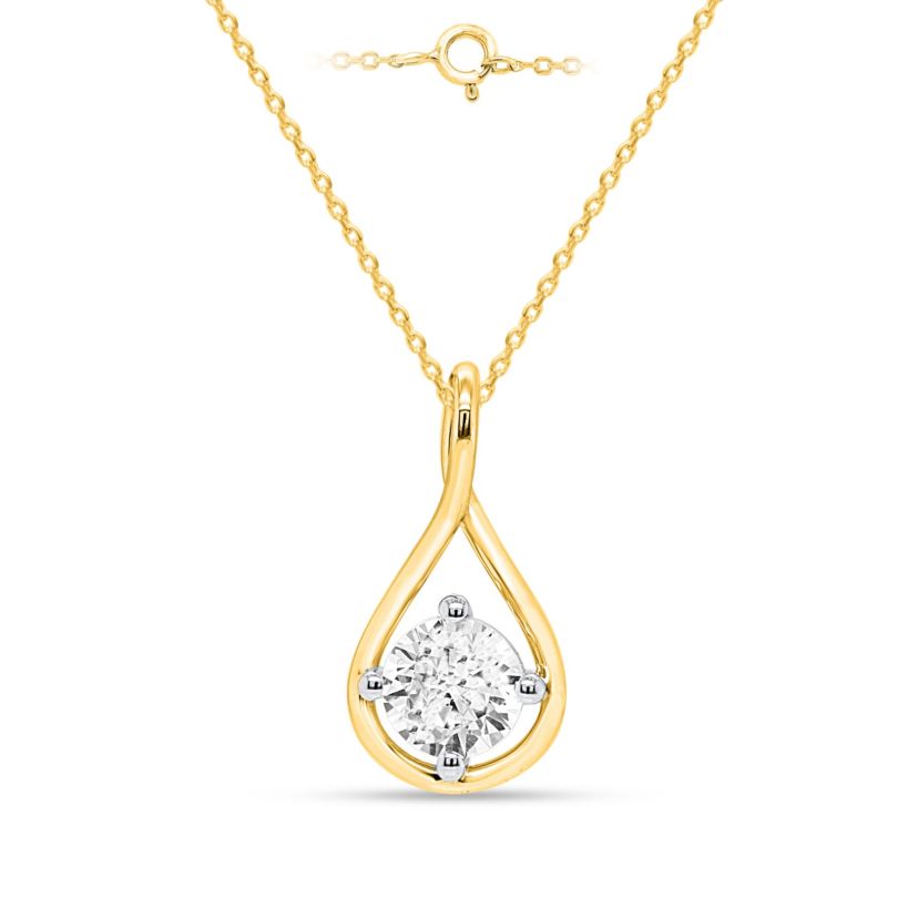Lab Created 1CTW Lab Grown Diamond Solitaire Pendant In Gold Plated Sterling Silver