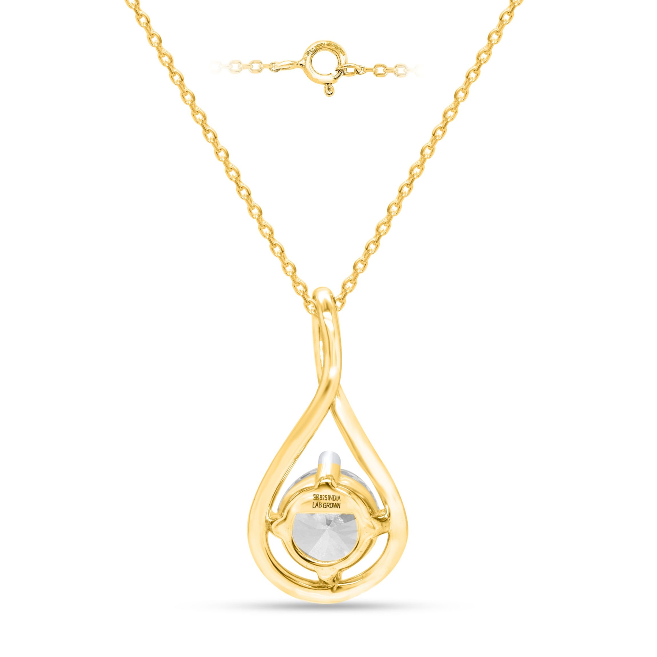 Lab Created 1CTW Lab Grown Diamond Solitaire Pendant In Gold Plated Sterling Silver