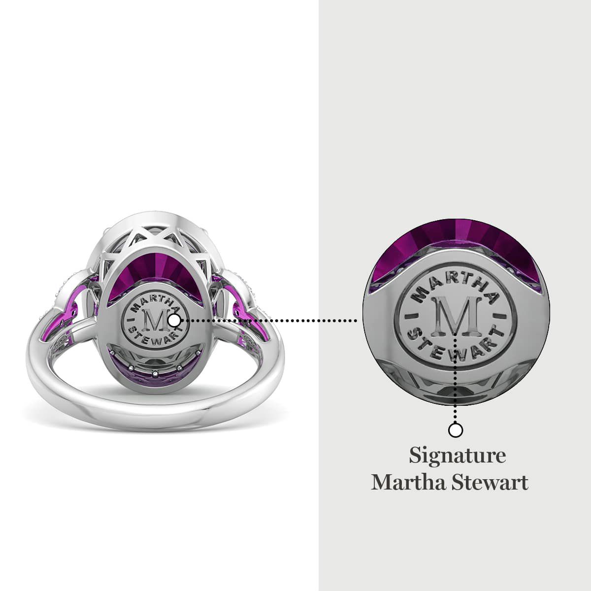 Lab Created Martha Stewart 6 3/4 Carat Oval Shape Gemstone and Lab Grown Diamond Halo Ring In Sterling Silver