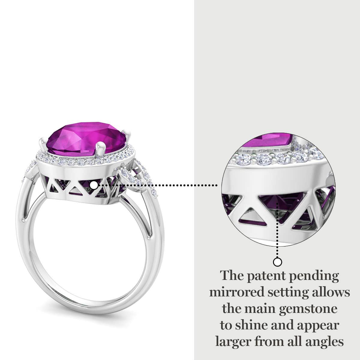 Lab Created Martha Stewart 6 3/4 Carat Oval Shape Gemstone and Lab Grown Diamond Halo Ring In Sterling Silver