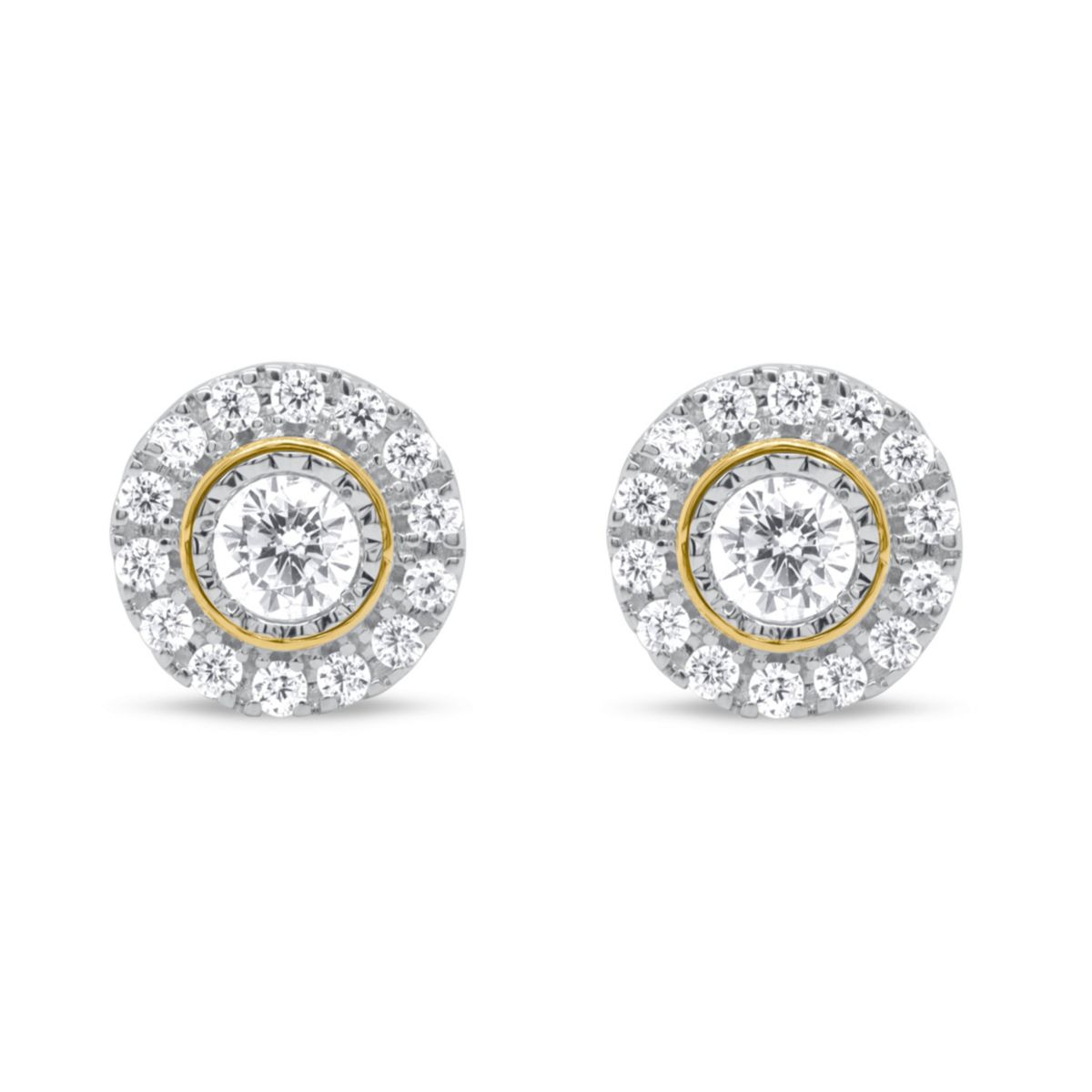 Lab Created 1/2CTW Lab Grown Diamond Stud Earrings with Halo In Sterling Silver