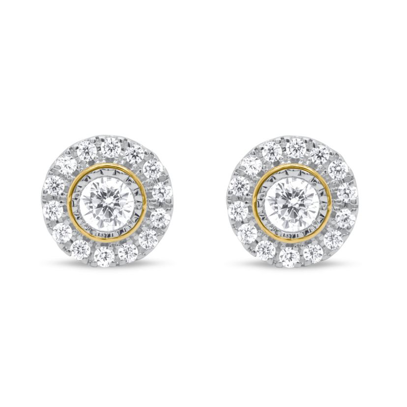 Lab Created 1/2CTW Lab Grown Diamond Stud Earrings with Halo In Sterling Silver