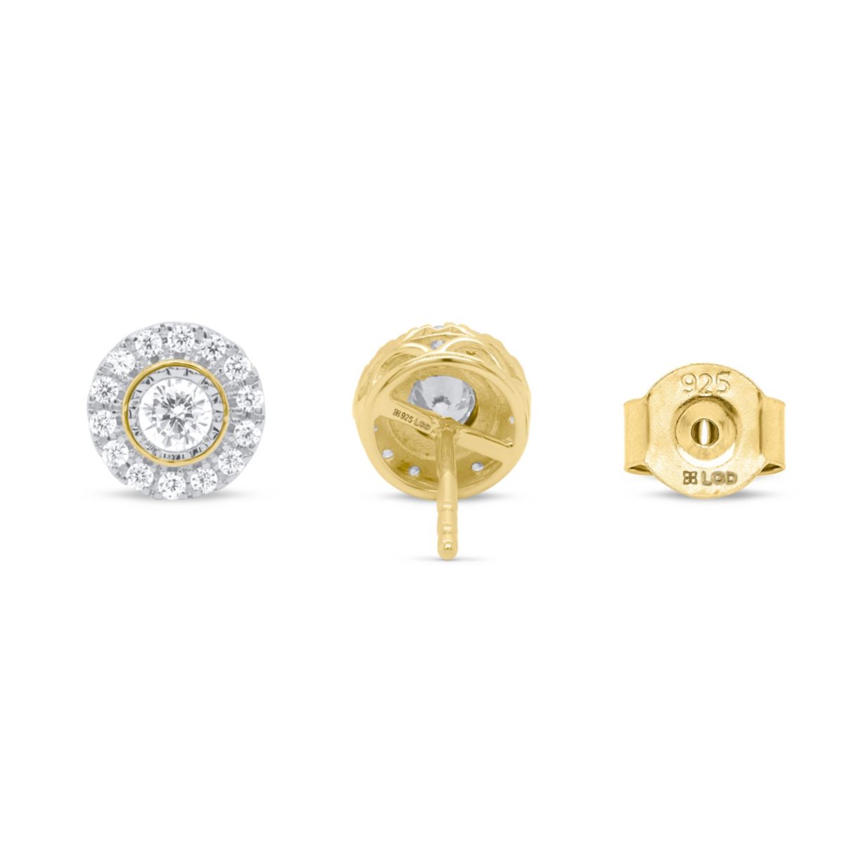 Lab Created 1/2CTW Lab Grown Diamond Stud Earrings with Halo In Sterling Silver