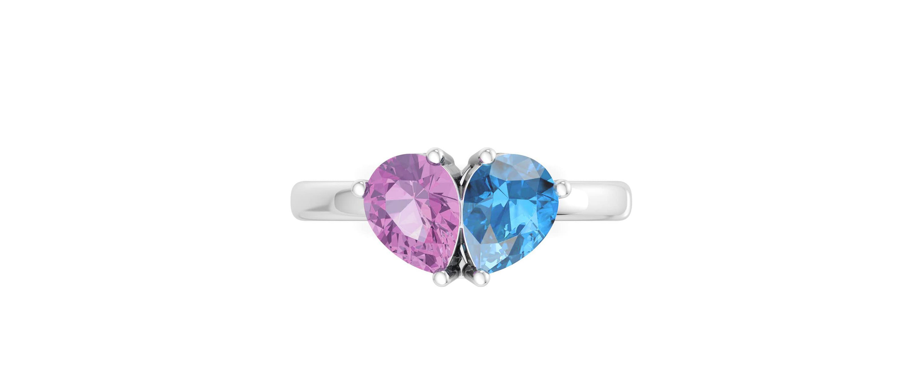 Lab Created Martha Stewart 2 Carat Pink Sapphire and Blue Topaz Two Stone Ring In Sterling Silver