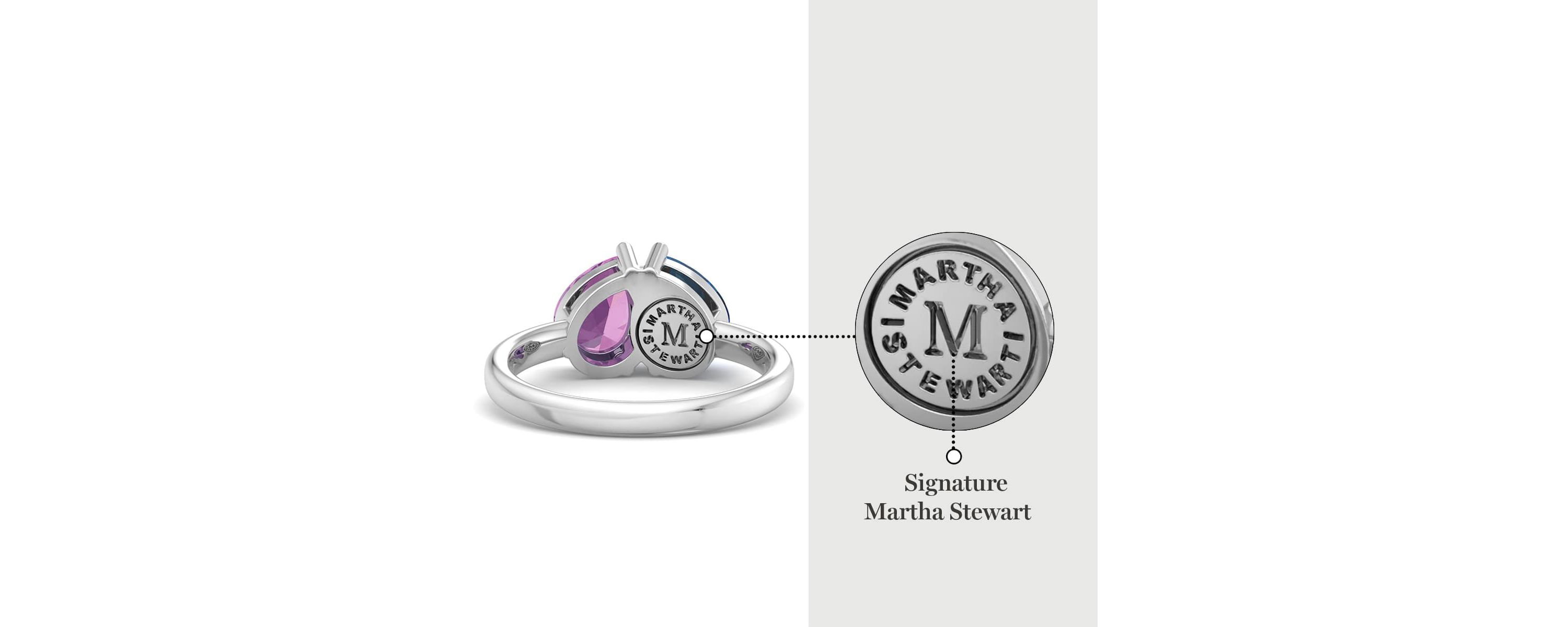 Lab Created Martha Stewart 2 Carat Pink Sapphire and Blue Topaz Two Stone Ring In Sterling Silver