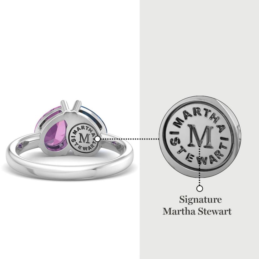 Lab Created Martha Stewart 2 Carat Pink Sapphire and Blue Topaz Two Stone Ring In Sterling Silver