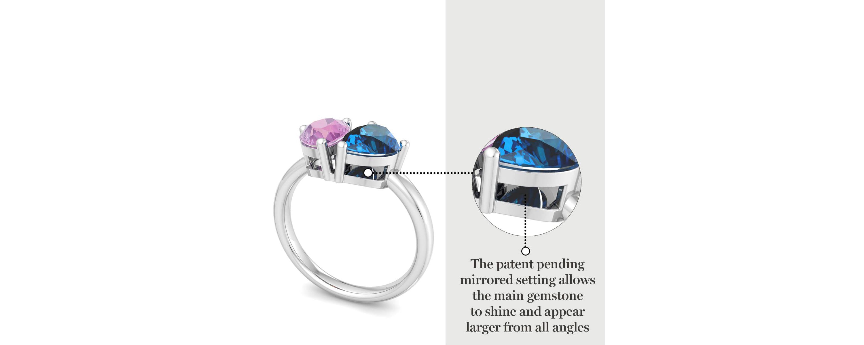 Lab Created Martha Stewart 2 Carat Pink Sapphire and Blue Topaz Two Stone Ring In Sterling Silver