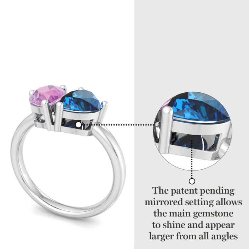 Lab Created Martha Stewart 2 Carat Pink Sapphire and Blue Topaz Two Stone Ring In Sterling Silver