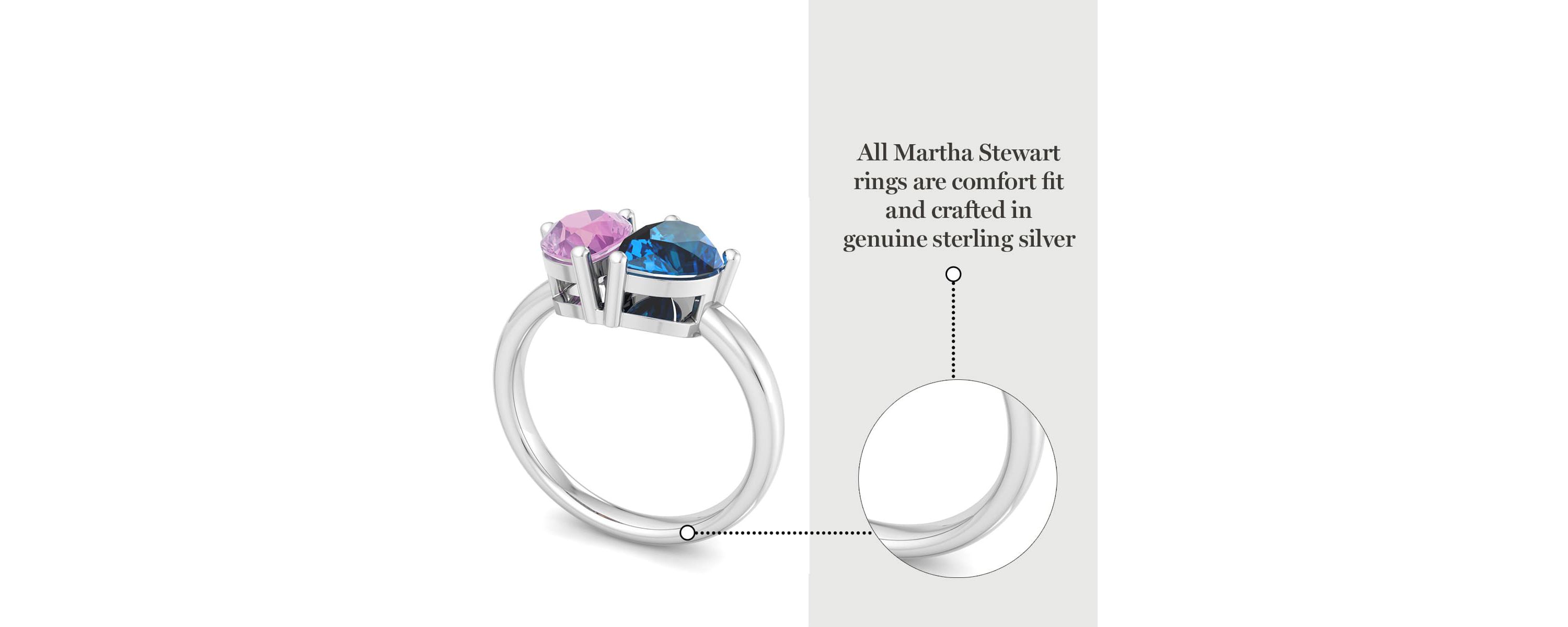 Lab Created Martha Stewart 2 Carat Pink Sapphire and Blue Topaz Two Stone Ring In Sterling Silver