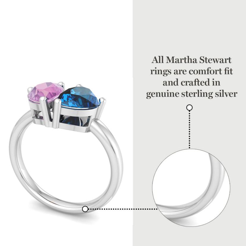 Lab Created Martha Stewart 2 Carat Pink Sapphire and Blue Topaz Two Stone Ring In Sterling Silver
