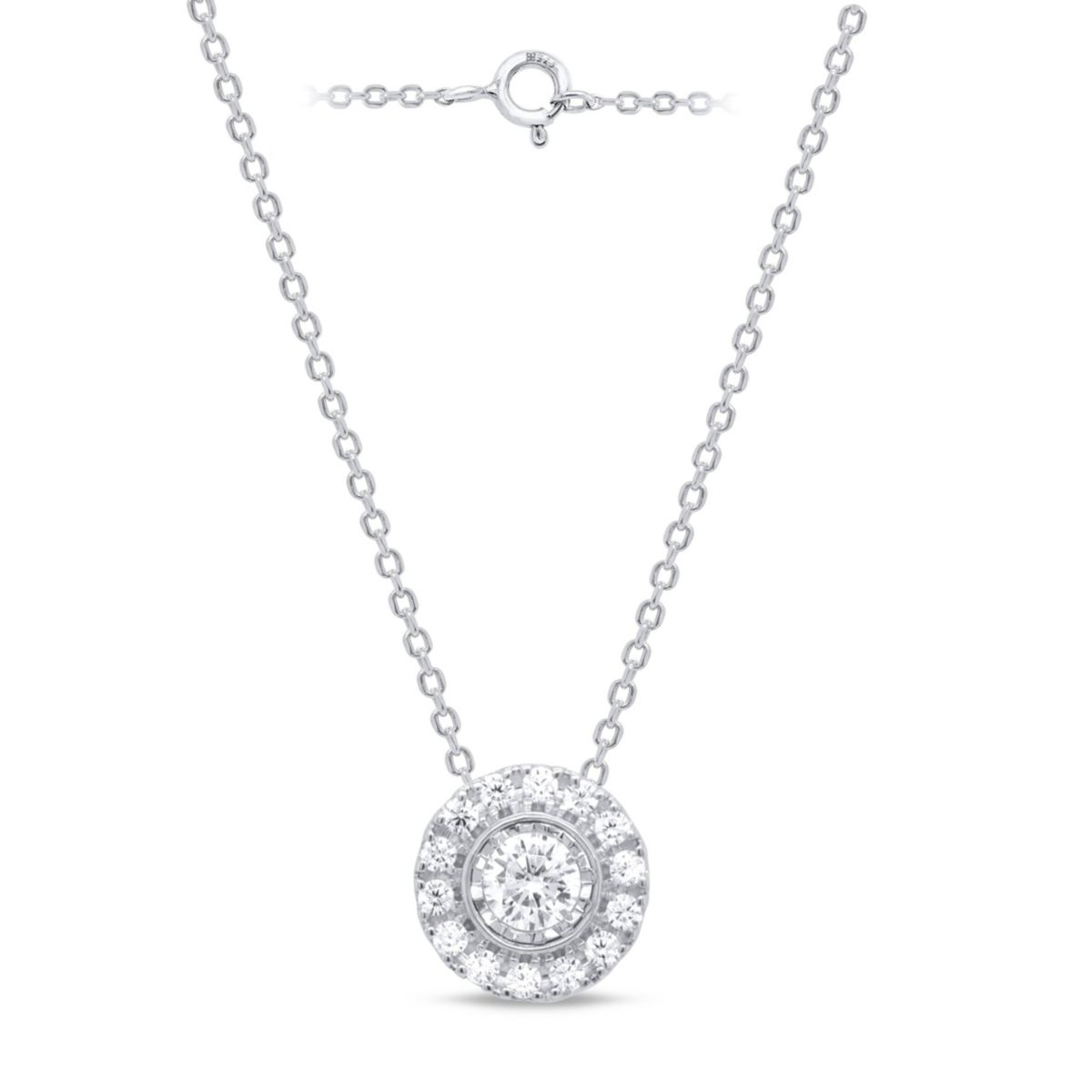 Lab Created 1/4CTW Lab Grown Diamond Solitaire Pendant with Halo In Gold Plated Sterling Silver