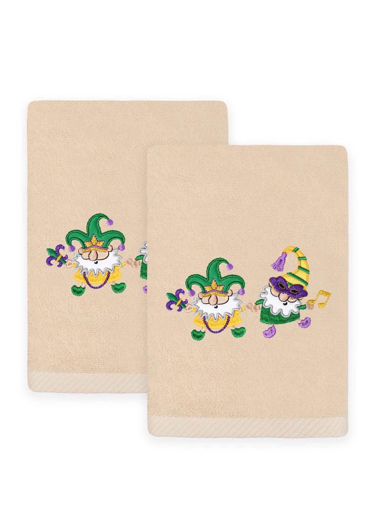 Mardi Gras GNOMES Hand Towels Set of 2