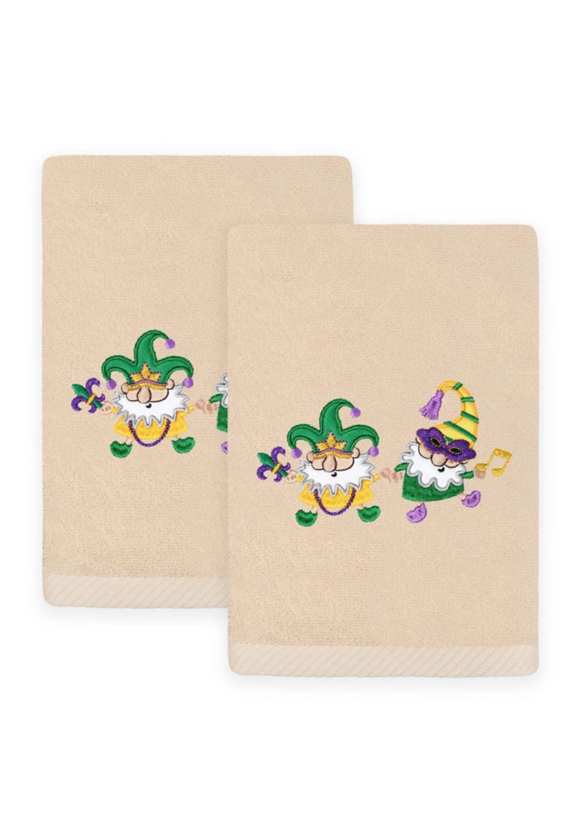 Mardi Gras GNOMES Hand Towels Set of 2