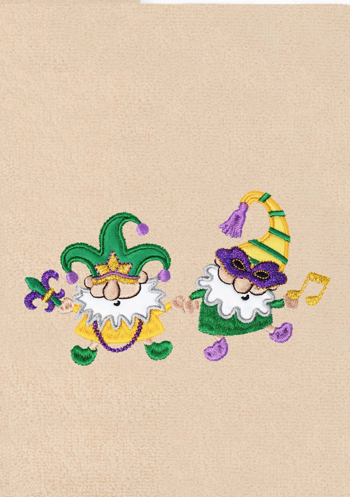Mardi Gras GNOMES Hand Towels Set of 2