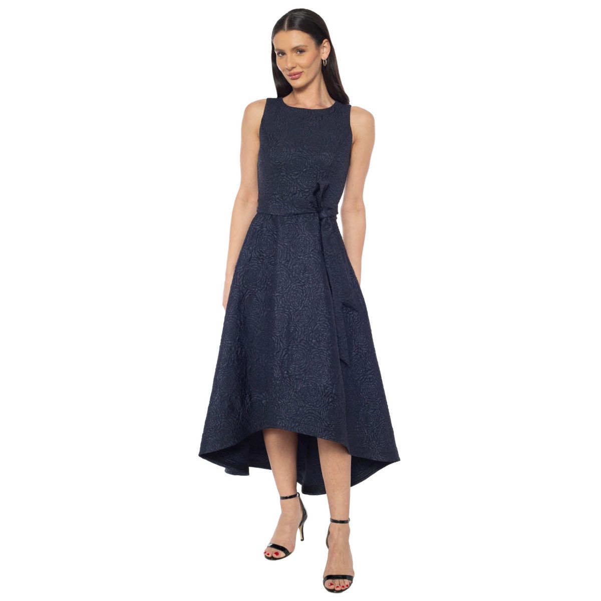 Sleeveless High Low Brocade Dress