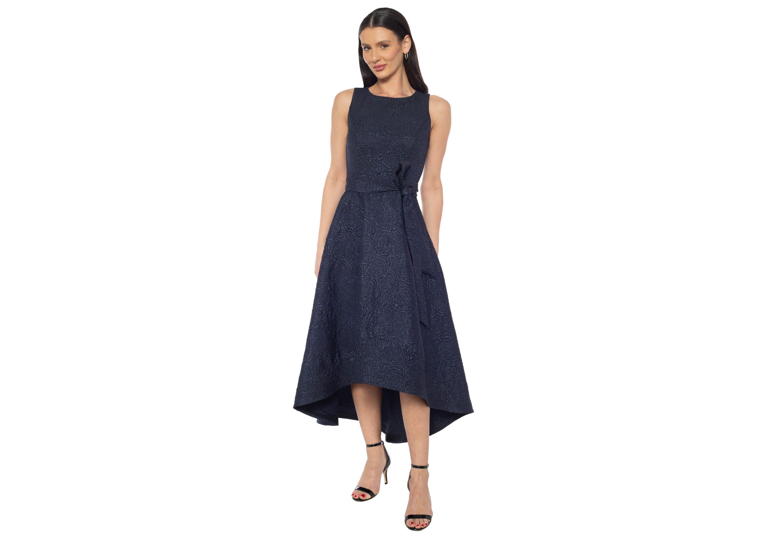 Sleeveless High Low Brocade Dress
