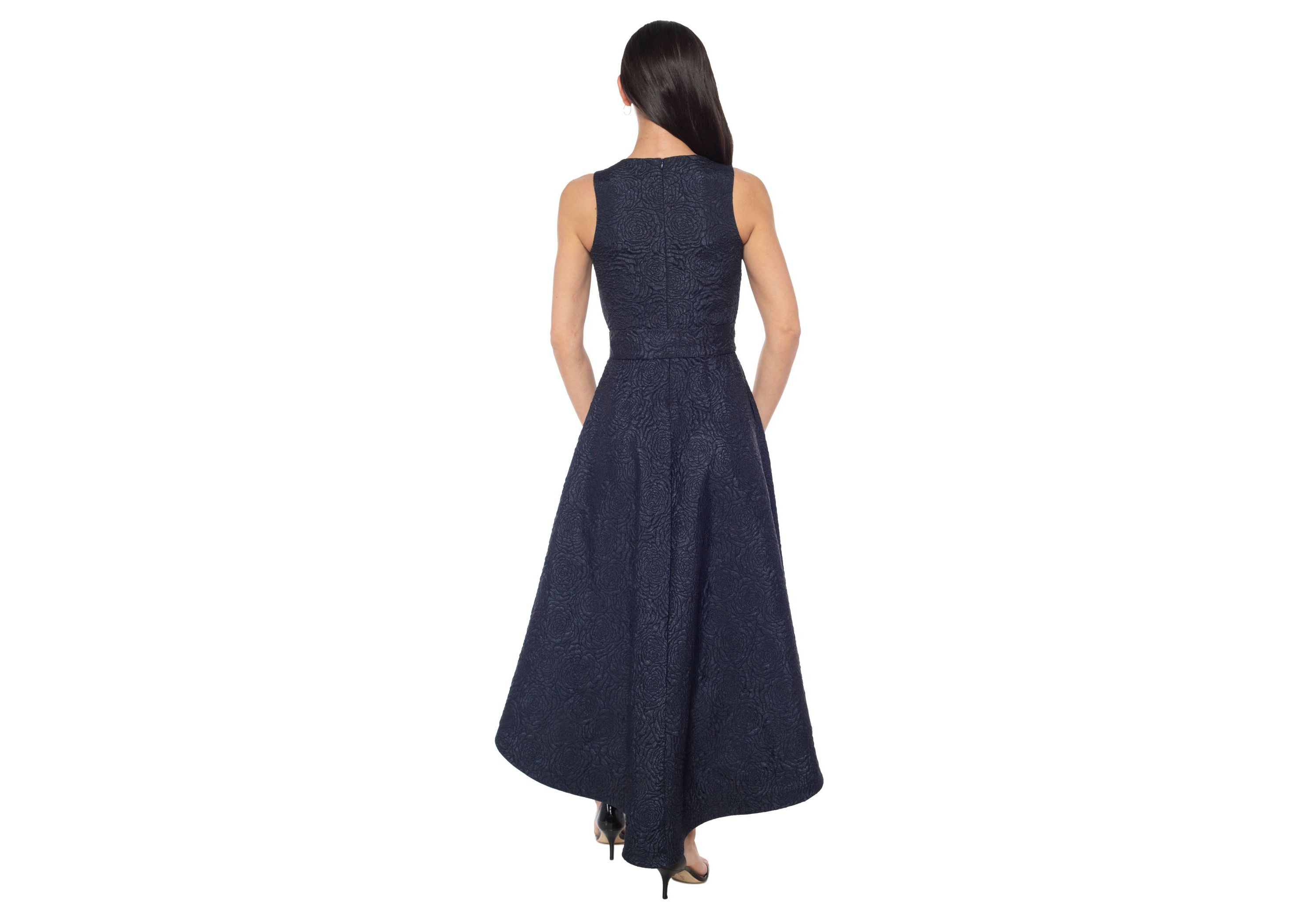 Sleeveless High Low Brocade Dress