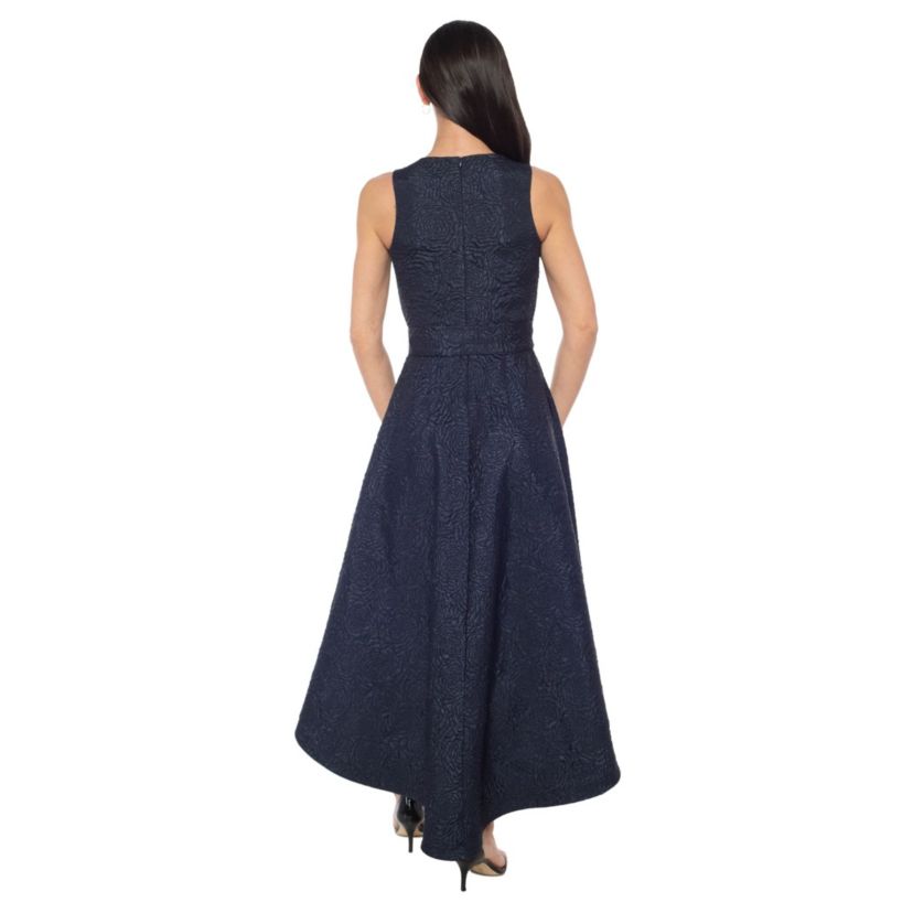 Sleeveless High Low Brocade Dress