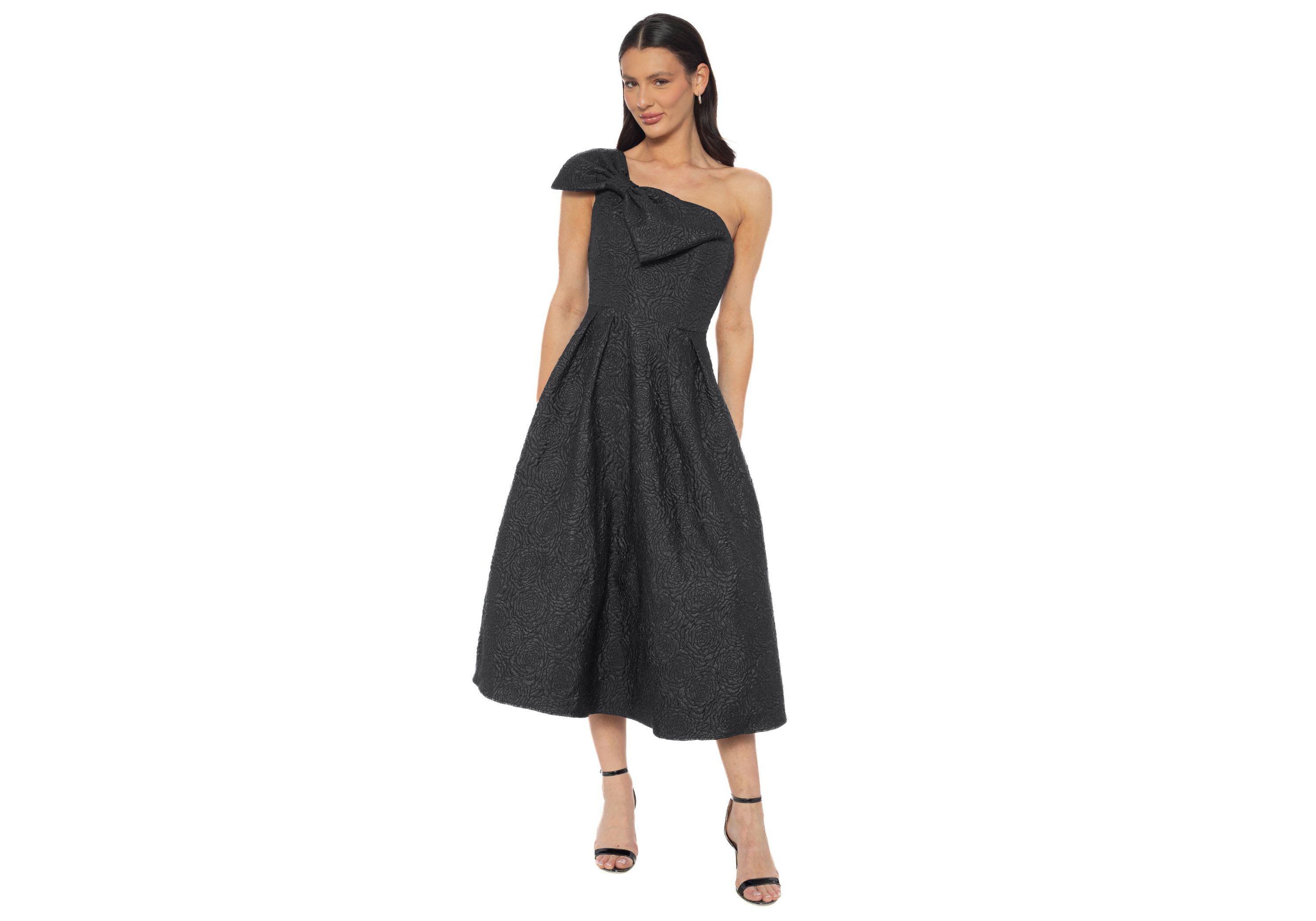 Bow Strapless Brocade Dress